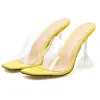 Transparent Yellow Casual Womens Sandals 2020 X-Strap 7 cm Stiletto Heels Open / Peep Toe Sandals