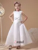 White Romantic Satin Flower Girl Dress